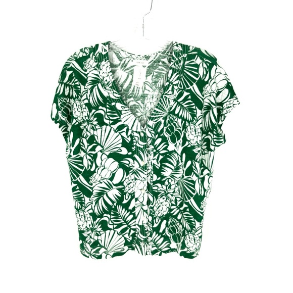 Joie 100% Linen Button Front Short Sleeve Vneck Top - Picture 1 of 8